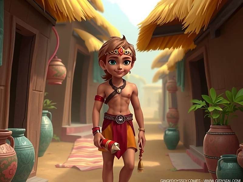 Ginger Odyssey Main Gameplay Scene Ginger Odyssey Main Character in Indian Village Setting